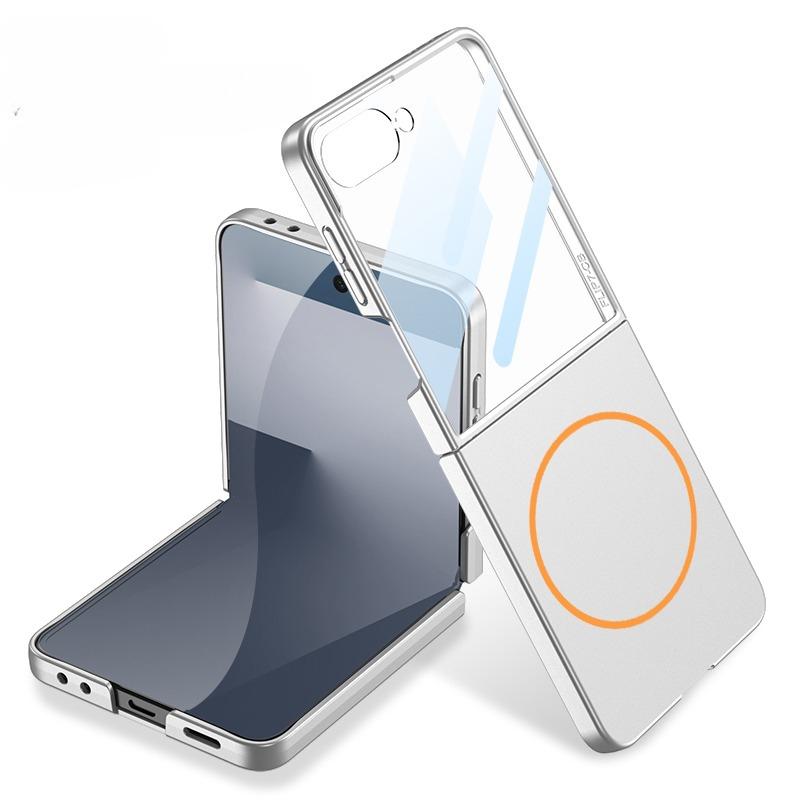 Роскошный Тонкий Матовый Чехол Magsafe для Samsung Galaxy Z Flip 7 Flip7 ZFlip7 Со Встроенной Защитой Экрана Чехол Полной Защиты