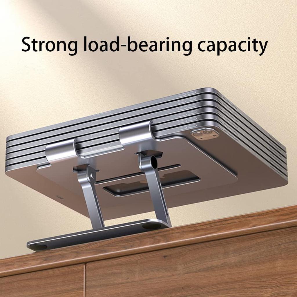 Регулируемая подставка для планшета из алюминиевого сплава, вращающееся на 360 ° основание, эргономичный складной и портативный держатель для планшета для ноутбука до 17 дюймов