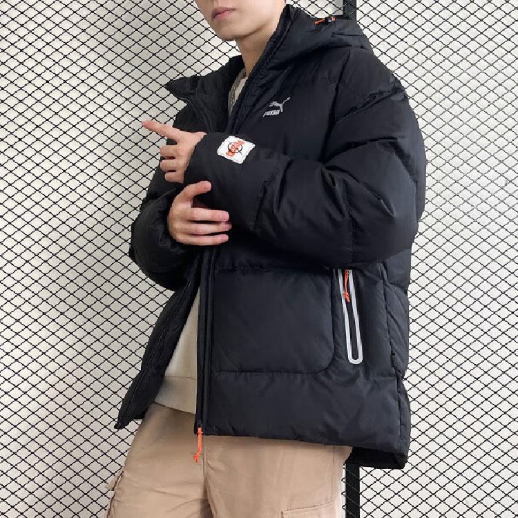 Puma Однотонная повседневная куртка с капюшоном и длинными рукавами, мужская куртка, черная 624529-01