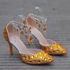 Large Size Tassel Rhinestone Wedding Shoes 9 Thin Heel Pointed Sandals Luxury Rhinestone Wedding Shoes