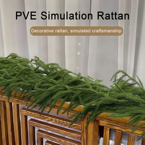 Artificial Pine Garland Realistic Faux Norfolk Pine Garland Real Touch Winter Greenery Garland for Christmas Table Mantle Wall Fireplace Decor