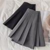 High Waist Gray Pleated Skirt - 2024 Summer, Slimming A-Line Korean Style for Women