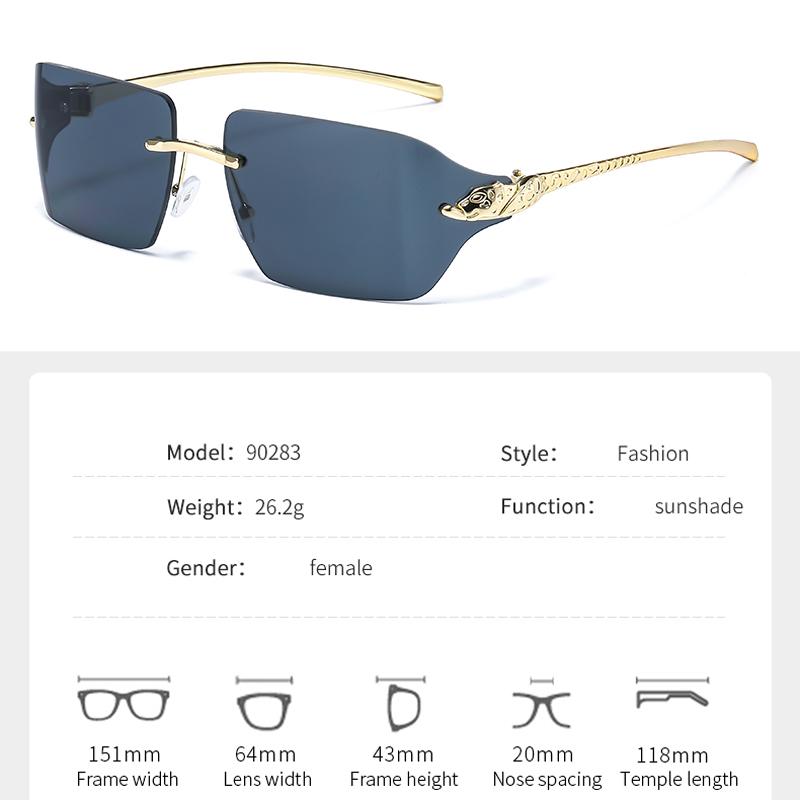 Новые Солнцезащитные Очки Специальные Безрамные Очки с Металлической Оправой с Огранкой Края Декоративные Солнцезащитные Очки с Головой Леопарда Мужские