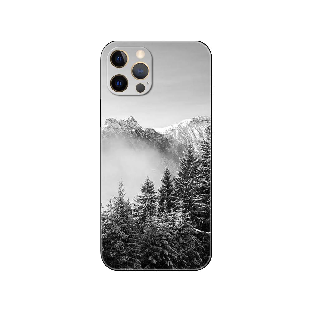 Чехол для телефона Landscape Winter Light Snow для iPhone 2020se 6 6s 7 8 plus x 10 XR XS 11 12 13 mini pro MAX черная задняя крышка из ТПУ