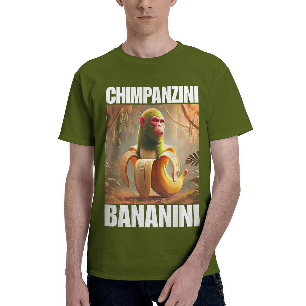 Футболка с мемом про итальянский маразм «Шимпанзини Бананини» для мужчин, крутая футболка с круглым вырезом и коротким рукавом, одежда больших размеров
