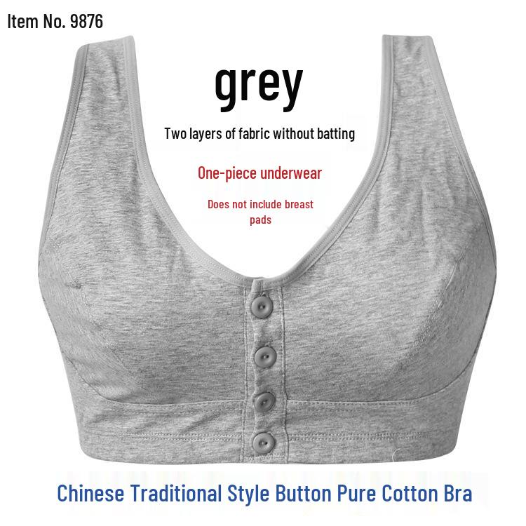 Plus Size Cotton Front-Button Bra for Middle-Aged & Elderly