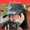 Black Chic Wide Brim Baseball Cap For Women With Distressed Versatile Style