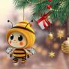 Cartoon Bee Pendant Double-Sided Print Acrylic Craft Handmade Cute Yellow Bee Christmas Tree Ornament for Home Office Car Wall Decoration