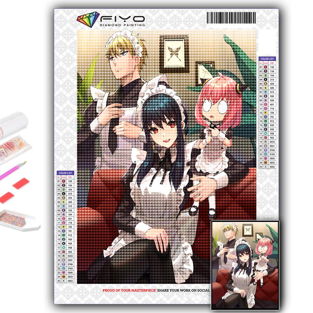 5D Diy Алмазная картина Аниме Плакат Шпионская семья Вышивка крестиком Полный Алмазная вышивка Мозаика