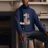 Uniqlo Свитшот с длинным рукавом X Jw Anderson, коллаборация, принт с мультяшными животными, мужской свитшот, темно-синий 447066-68