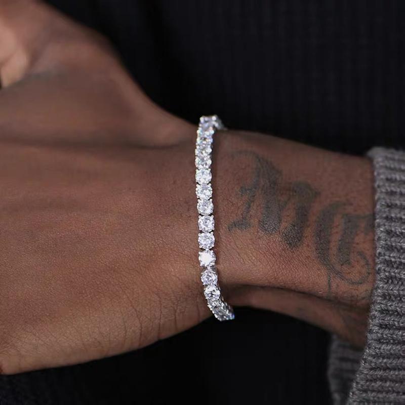Теннисный браслет в стиле хип-хоп Homme Iced Out 3/4/5 мм с кубическим цирконием, мужская цепочка с кристаллами на руке, уличная одежда в стиле хип-хоп, ювелирные изделия, мужской H086