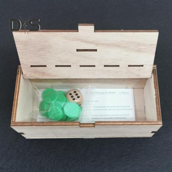 Игра «Пенни» с коробкой из соснового дерева, игральные кости, зеленая монета, 2–6 игроков, соревновательная игра для детей, взрослых, семейная стратегия, бросок, настольная игра, подарок на день рождения, Рождественский подарок