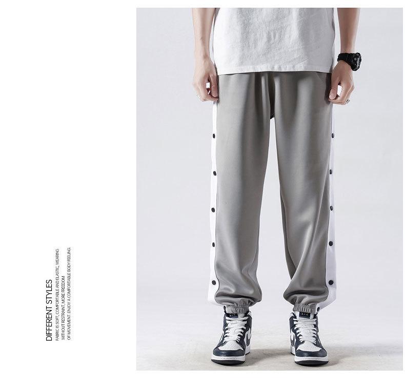 Мужские спортивные брюки-джоггеры на кнопках для межсезонья - Повседневная свободная посадка для весенних и осенних тренировок по баскетболу