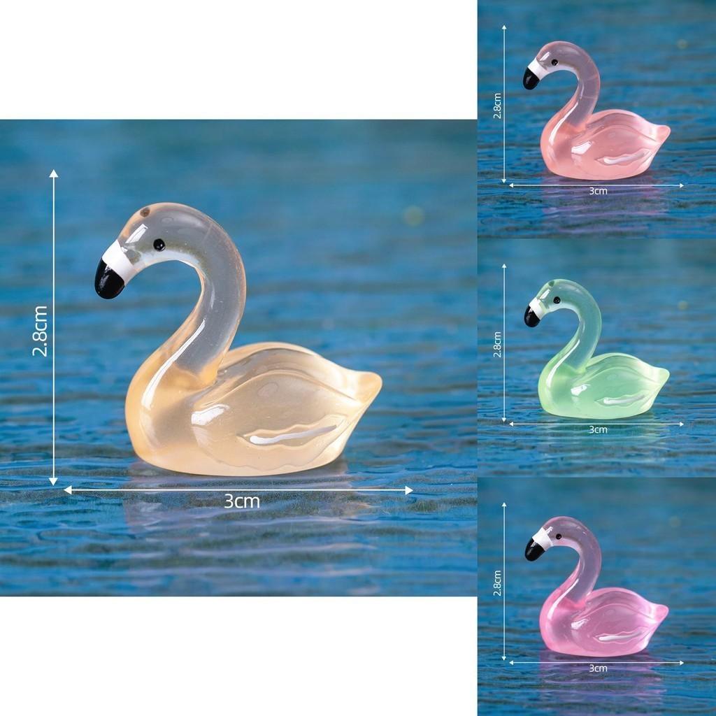 Creative Night Light Pink Flamingo Resin Ornament Cute Luminous Figurine For Desk