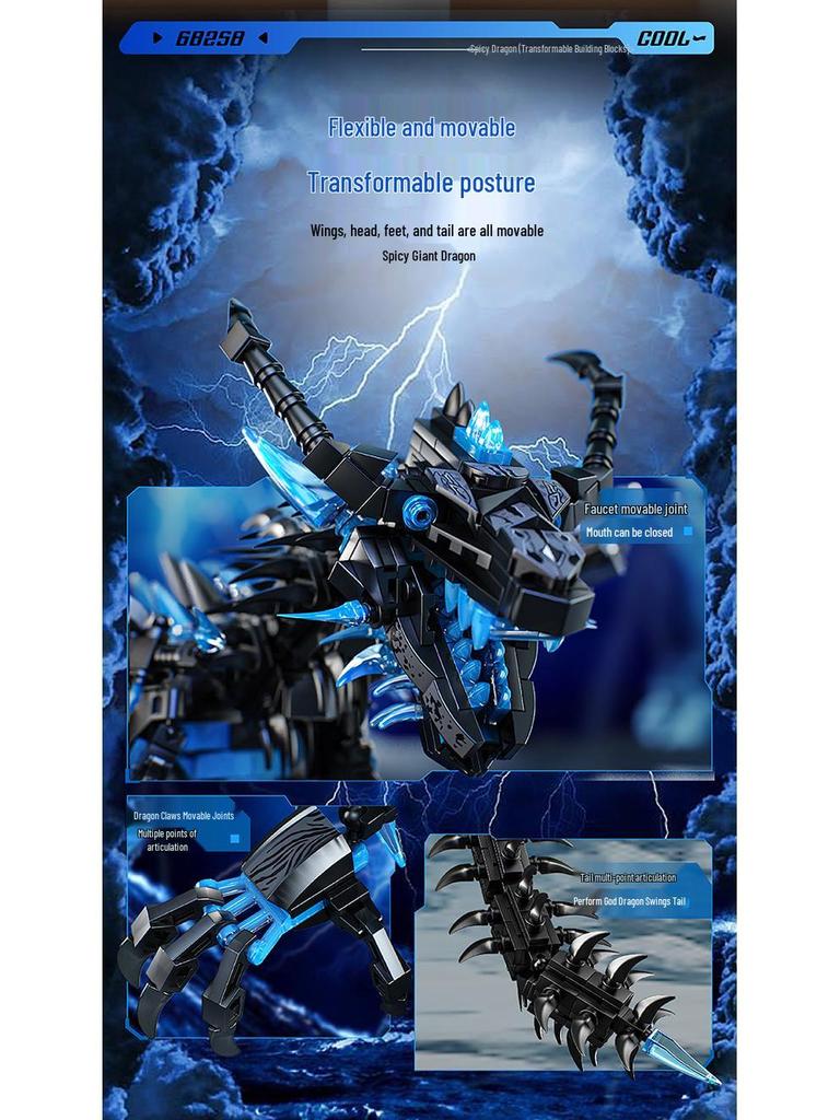 Leyi 68257-8 Ice & Fire Dragon Mecha Dinosaur Educational Building Block Model for Kids