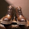 FashionStreet Style Men Leather Boots Thick Sole Non-slip ManAnkle Botas Non-Slip Outdoor Motorcycle Boots Versatile Leisure Walk Shoes