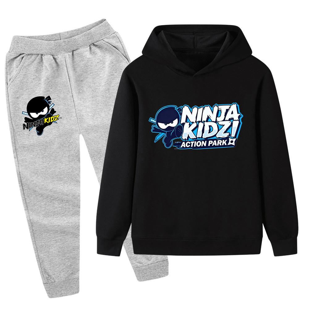 PB1174 Детские Мальчики Девочки NINJA KIDZ С принтом Длинный рукав Худи Брюки Верх Штаны Комплекты одежды