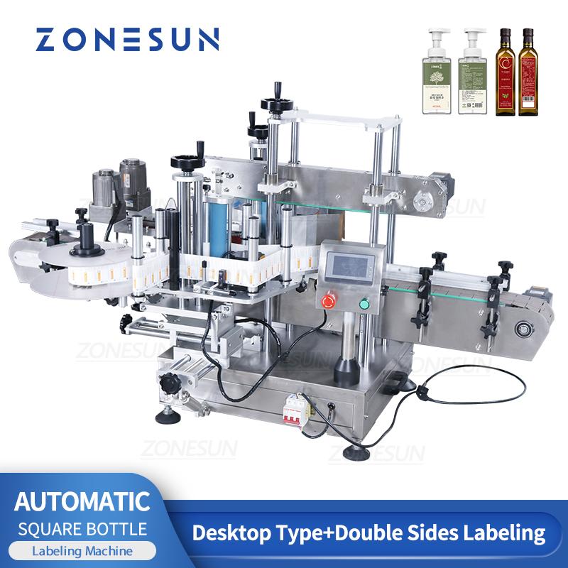 ZONESUN ZS-TB300M Automatic Labeling Machine For Square Bottles Single or Double Side Sticker Flat Bottle Labeling Machine