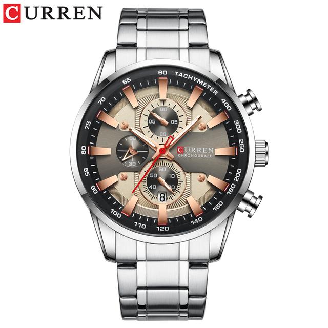 CURREN Man Watches Luxury Sporty Chronograph Wristwatches for Men Quartz Stainless Steel Band Clock Luminous Hands