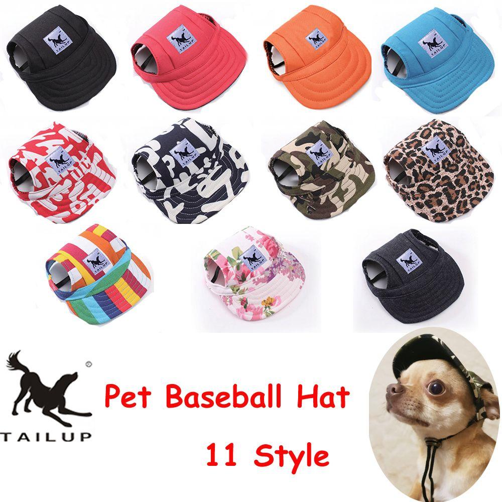 Adjustable Puppy Supply Summer TAILUP Dog Sun Hat Baseball Cap Cotton Canvas Pet