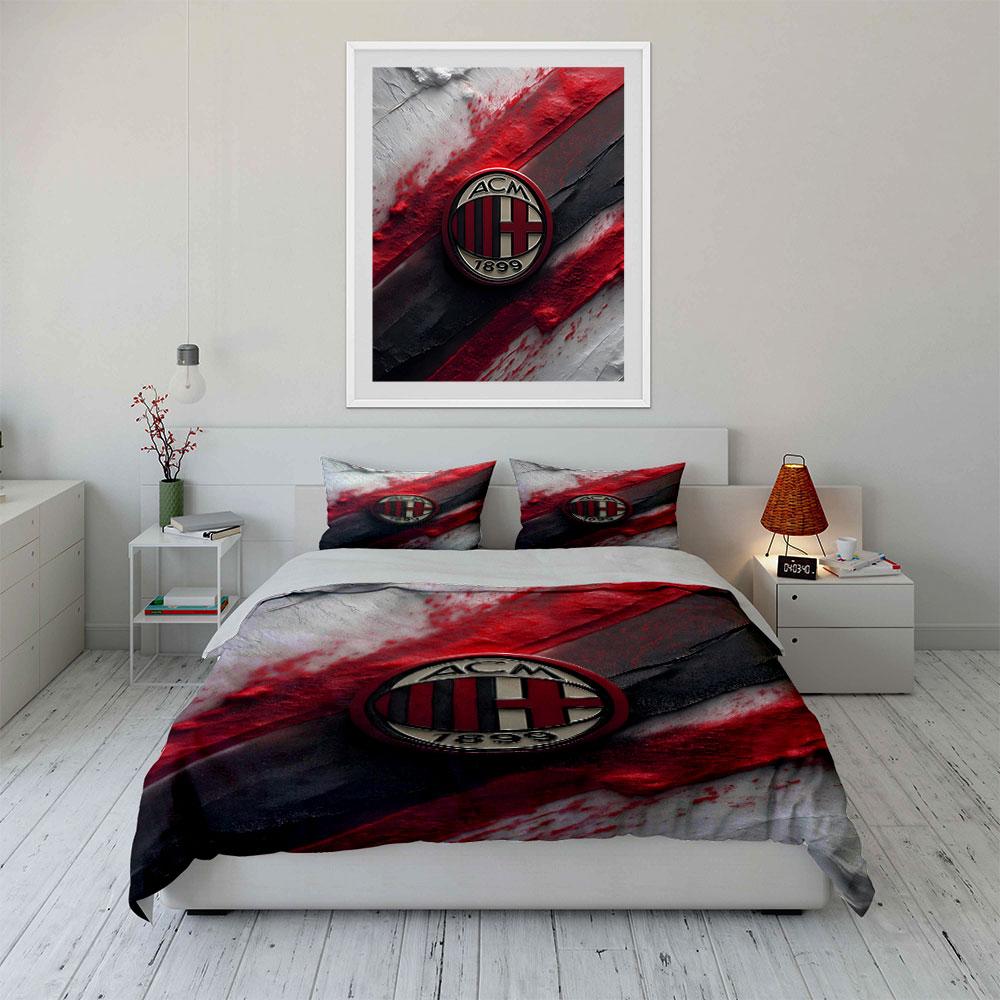 AC Milan logo pattern. Bedding sets Duvet cover sets Duvet covers Pillowcases(1 * Duvet Cover 2 * Pillowcases without duvet insert)