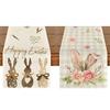1PC Linen 2025 Table Runner 13x72" Home Party Decor Cute Kitchen Dining Bunny Rabbit Flowers Easter