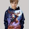Children's Cartoon Pixel Drawing 3D Digital Printing Boy's Personalized and Fashionable Hooded Sweatshirt