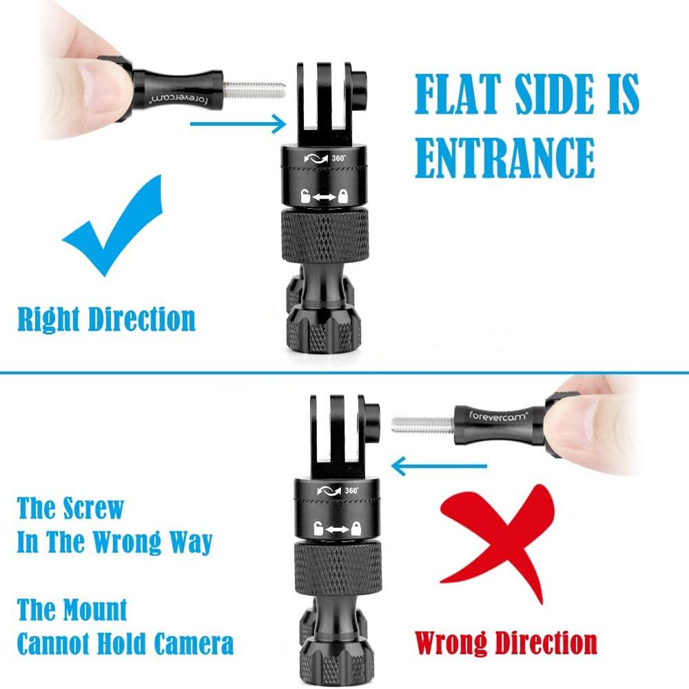 360 Degrees Rotary Aluminum Bike Bicycle Handlebar Mount for Gopro Hero 13 12 11 10 9 4Session 1/4 Screw Action Camera Mounting
