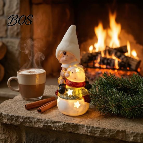 Holiday Night Lights for Home Christmas Luminous Ornament, Durable Resin with Warm LED Light Design, Festive Figurines Add Atmosphere Figurine