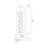 Extension cord 3x SCHUKO socket + 3x USB-A + USB-C, 3 , white, with switch, 3250 W