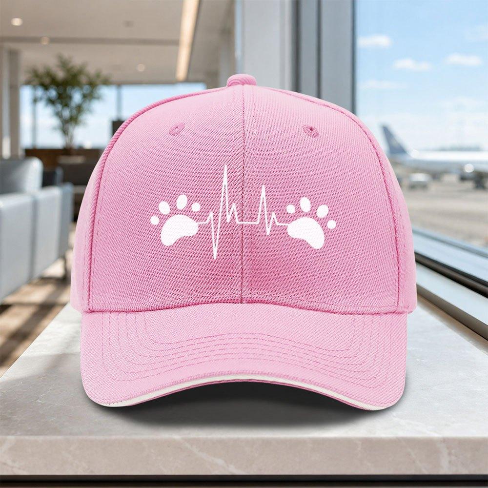 Adjustable Baseball Cap with Pet Heartbeat Pattern Lightweight Unisex Hat for Outdoor Weddings Parties