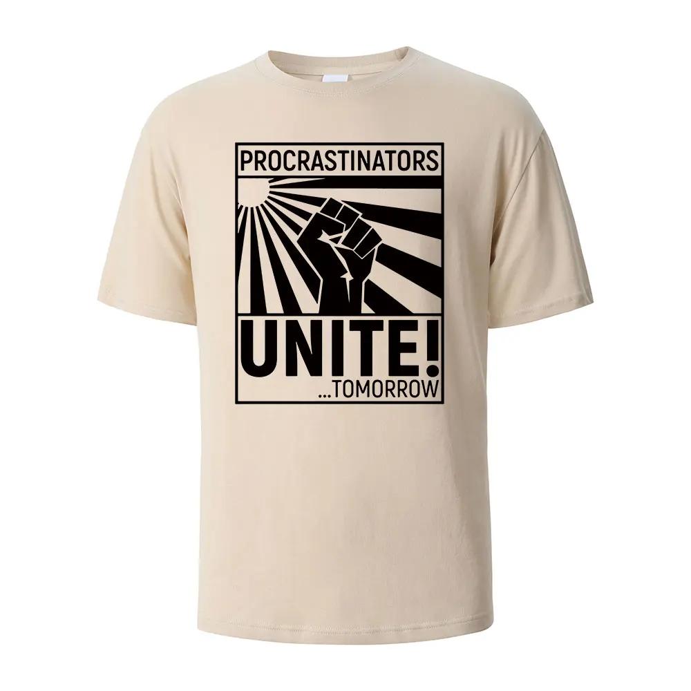 Новая мужская футболка с принтом Procrastinator Streetwear 100% хлопок мужской топ женская летняя дышащая футболка с коротким рукавом и круглым вырезом