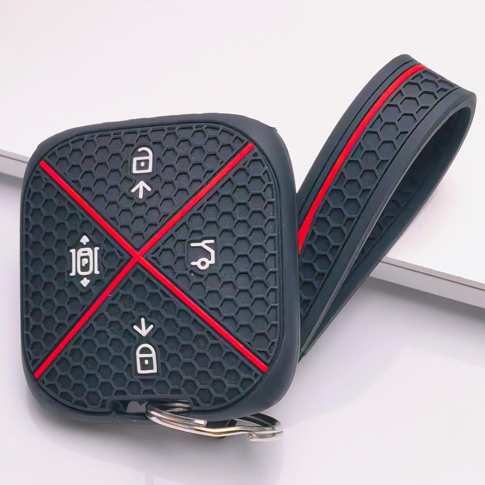 Silicone Smart Key Fob Cover for Zeekr Zeekr 001 Zeekr 009 Zeekr X Zeekr 007 with Keychain Honeycomb Texture Metal Keychain Smart Remote Key Protector