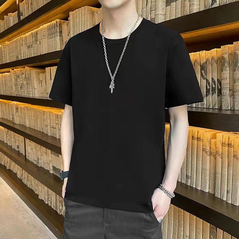 2024 Классическая однотонная облегающая футболка унисекс с коротким рукавом