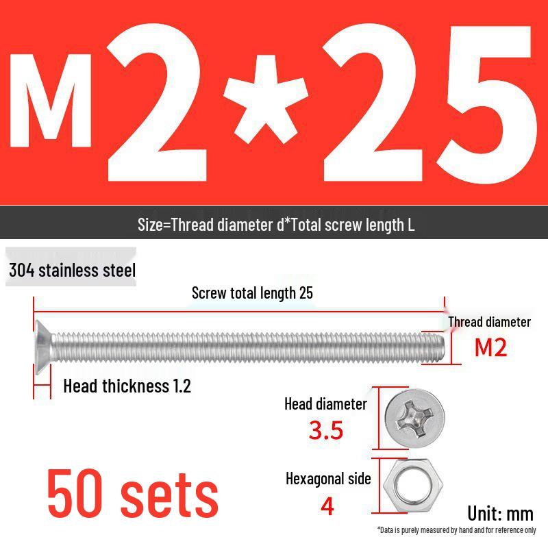 Набор Extra Long Phillips Flat Head Винтов и Гаек из Нержавеющей Стали 304 (2М, 3М, 4М)