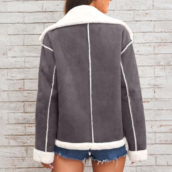 Женская куртка из искусственной замши, повседневное пальто с лацканами, толстое на шерпе, зимнее пушистое флисовое тренч-пальто с карманами