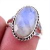 Кольцо из стерлингового серебра 925 пробы с натуральным радужным лунным камнем, размер 6 i5E32
