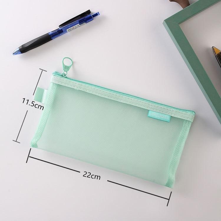 Простой прозрачный сетчатый пенал для хранения, студенческая сумка-карандаш, сумки большой емкости, канцелярские принадлежности, школьные принадлежности
