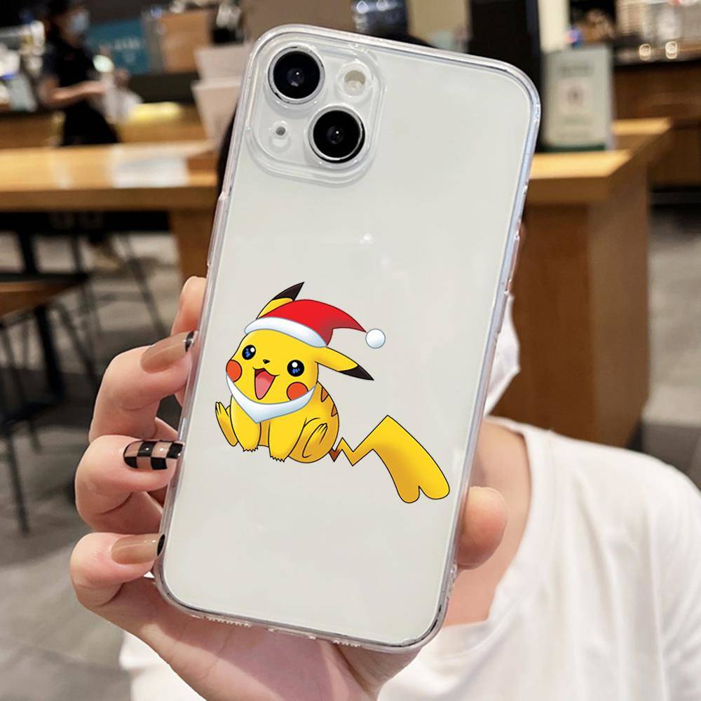 Чехол E-55 Christmas Pokemon для iPhone 7 8 11 12 13 14 15 16 Pro Max Plus Mini Xiaomi Redmi A3 9A 9C 10A 10C 13C Note 9 11 Realme Narzo C30 C55