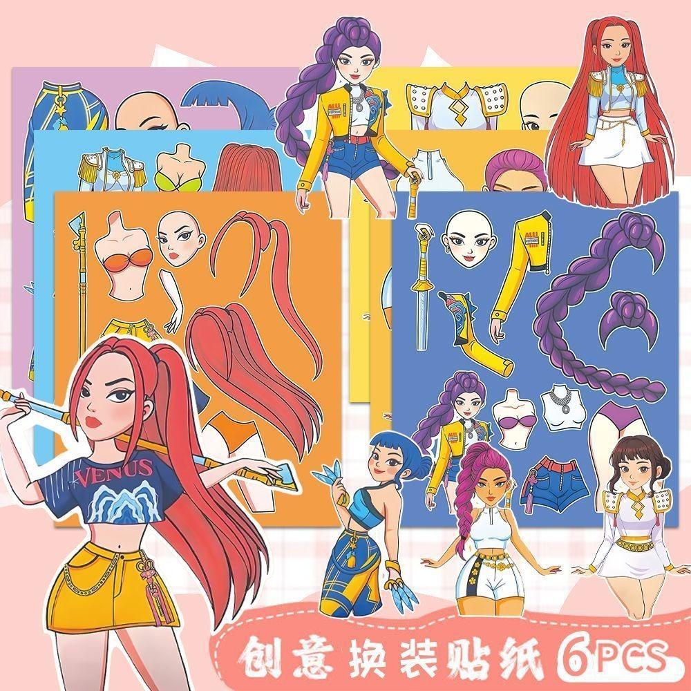 Hot kpop Demon Hunters Stickers DIY Dress Up Kits Dress Up Sticker Books Clothes Changing Book Birthday Gift