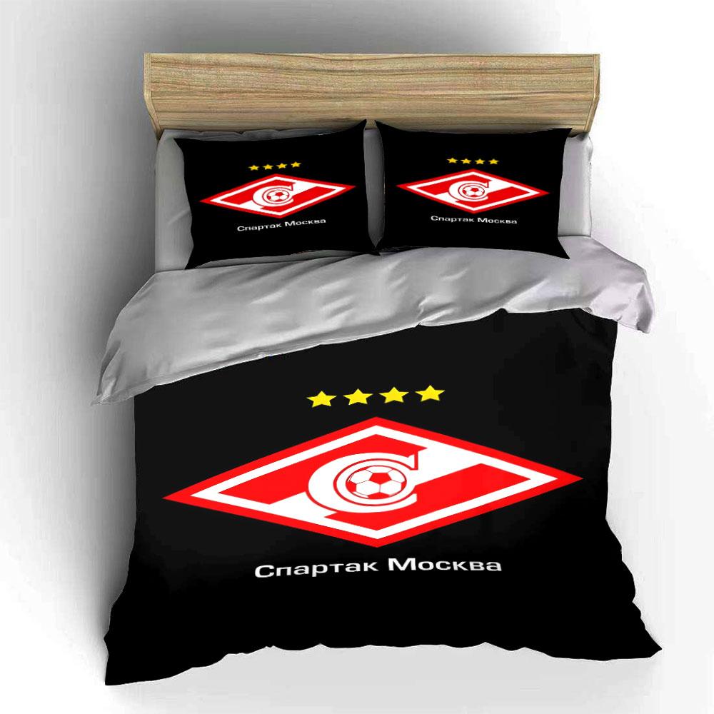 Spartak Moscow Logo with Stars Print Bedding Set Duvet Cover Pillowcases (1* Duvet Cover 2* Pillowcases Do Not Include Comforter)