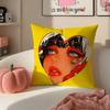 Creative Art Loving Woman Cushion Cover Pillowcase Short Plush Invisible zipper Room Sofa Cushion Cover