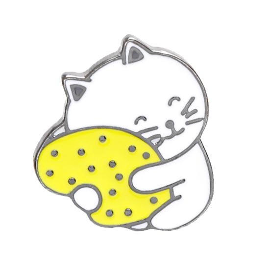 Мультфильм милый спящий кот эмалированная брошь на булавке значок одежда декор ювелирный подарок