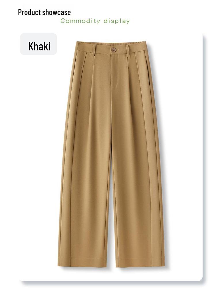 Женские серые брюки-костюм с высокой посадкой и широкими штанинами - Коллекция весна/лето 2025