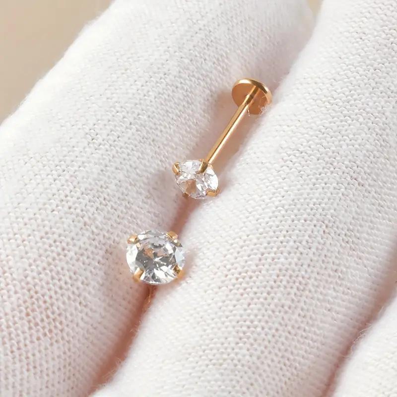 Серьга-пирсинг для губы из нержавеющей стали, кольцо для губы, пусет для козелка уха, 1,2 мм, циркон, длинное, пирсинг-украшение