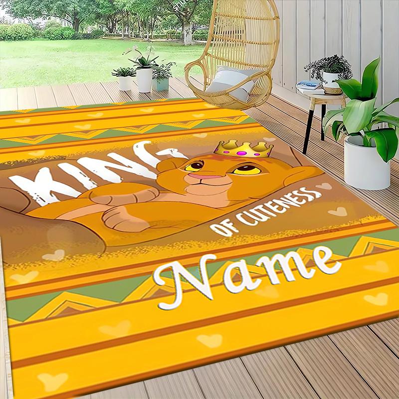 Custom Name Lion Majesty Carpet Rug Customizable Soft Washable Anti-Slip Home Living Room Sofa Mats Personalized Rug. 0909304