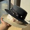 Винтажная британская соломенная шляпа с плоским верхом в французском стиле для женщин, для весенних и летних путешествий, защита от солнца, универсальная и элегантная