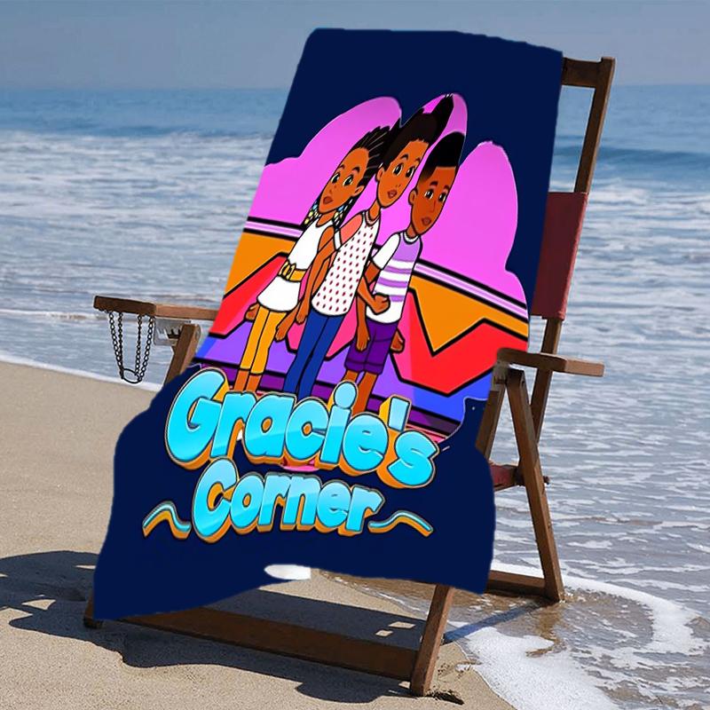 proof beach towel with a Gracie's Corner pattern - soft,absorbent,quick-drying,machine washable - perfect for swimming,camping,bathing