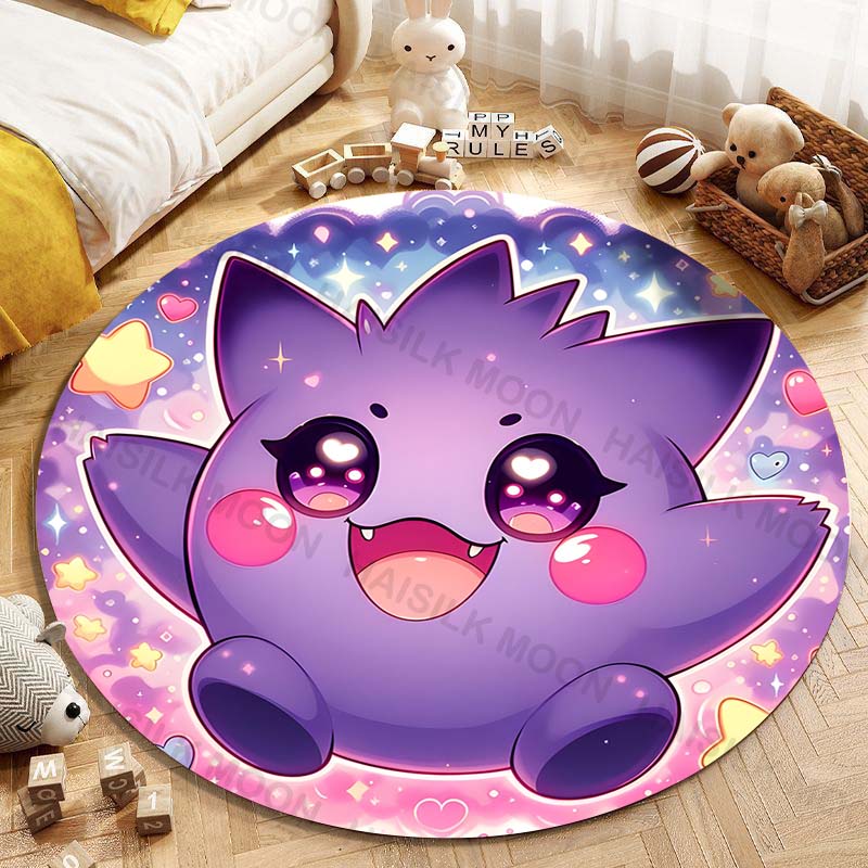 5 Размеров Pokemon Gengar Печать Круглый Ковер Гостиная Спальня Стол и Стул Диван Декоративный Ковер Игровой Коврик Подарок