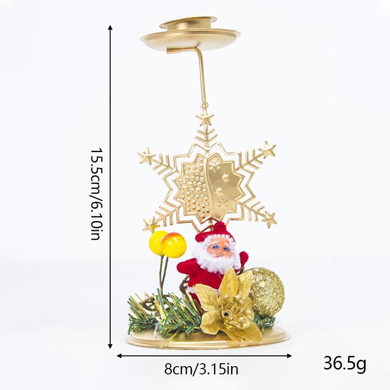 Christmas Golden Candle Holder New Year Table Ornaments Christmas Snowflake Star Iron Candlestick